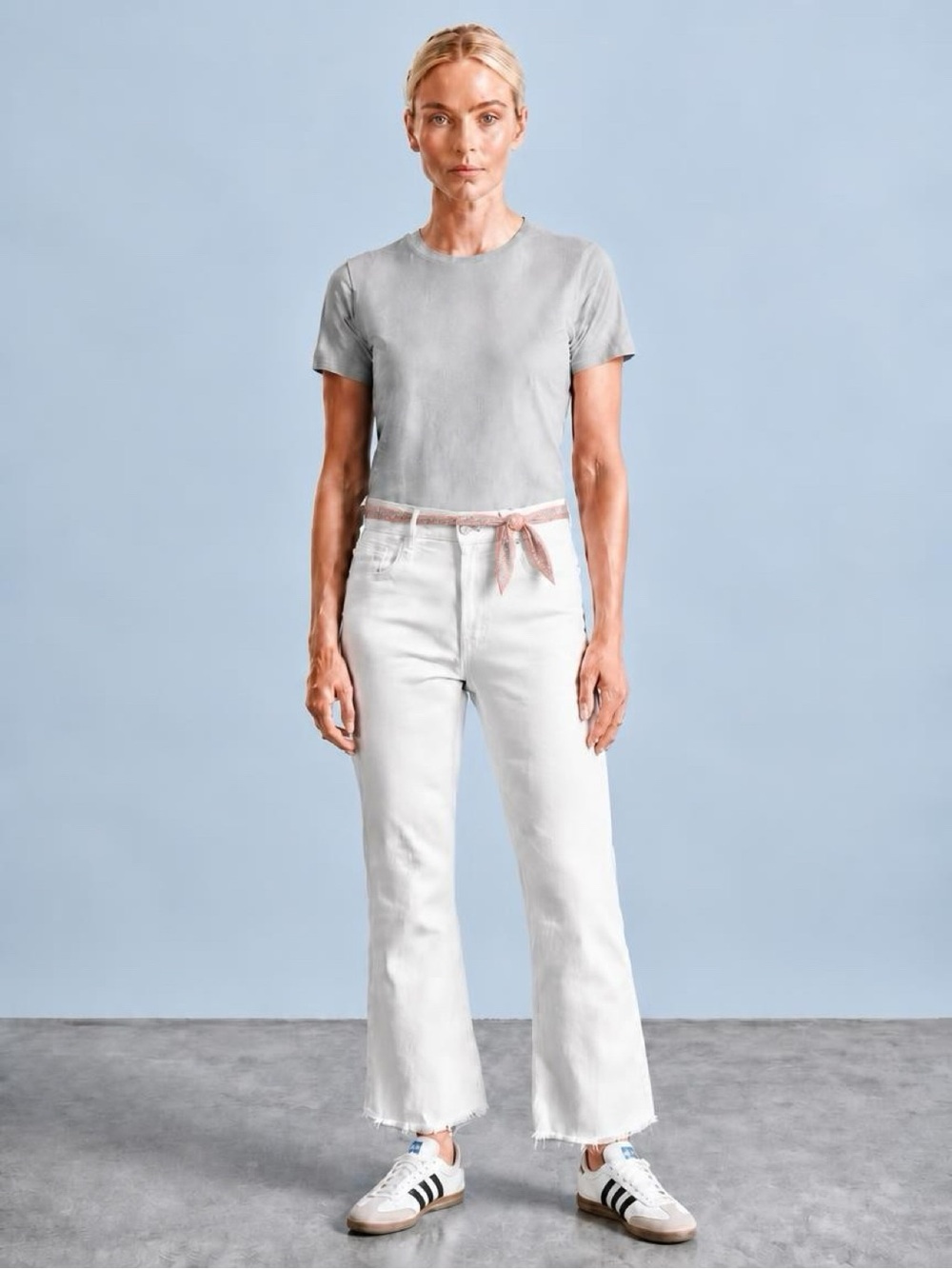 L'AGENCE Kendra White Cropped Flare Frayed-Hem Jeans